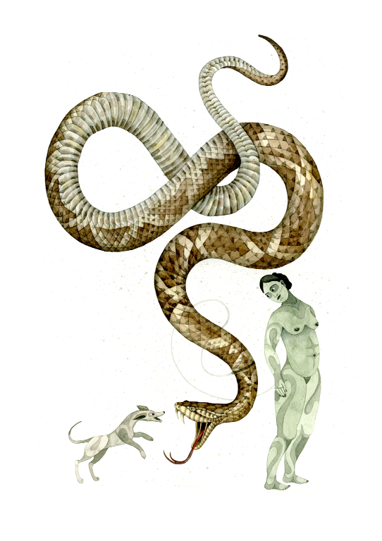 Dog Snake Woman af Emma Ekstam